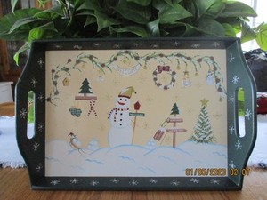Christmas Snowman Tray by Kathy Hatch in very good condition & unique