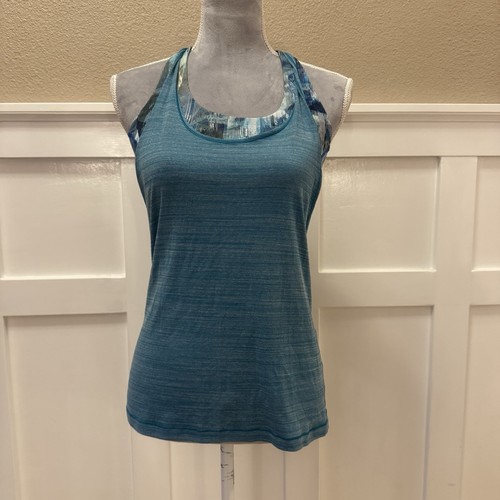Lululemon Twist & Toil Tank Size:6 Heathered Teal Blue / Sun Dazed Multi Blue - Picture 2 of 10