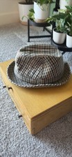 Christys' London Fedora Hat Brown Plaid Patterned Fitted Men's