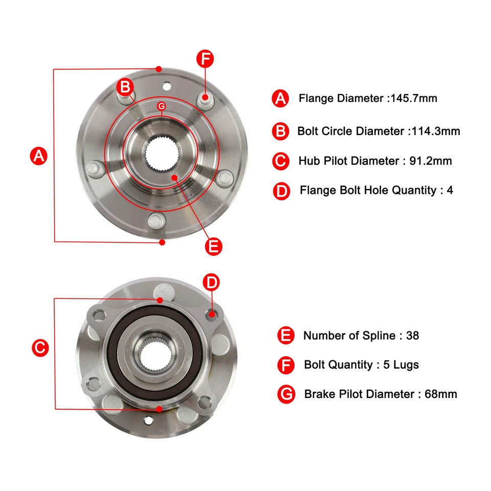 4x Front & Rear Wheel Bearing Hub Assembly For Ford Taurus Flex Lincoln MKS MKT - Image 3 of 4