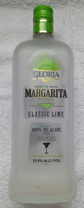 Empty 1.5L Rancho La Gloria Margarita Wine Cocktail Clear Frosted Glass Bottle