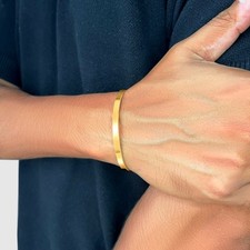 Minimalist Luxury Cuff Bangle Bracelet 18K Gold Premium Jewelry Unisex Gift -4mm