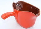 Frankoma~ Double Spout Gravy Boat with Handle On Side Red Orange Brown