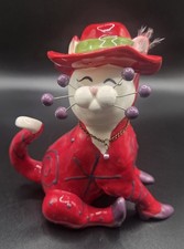 WhimsiClay Amy Lacombe Teresa 86128 Red Hat Cat Figurine Purple Shoes 2004