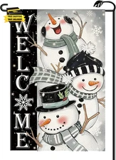 Winter Snowman Garden Flag 12X18 Inch Vertical Double Sided Christmas Snowy Welc