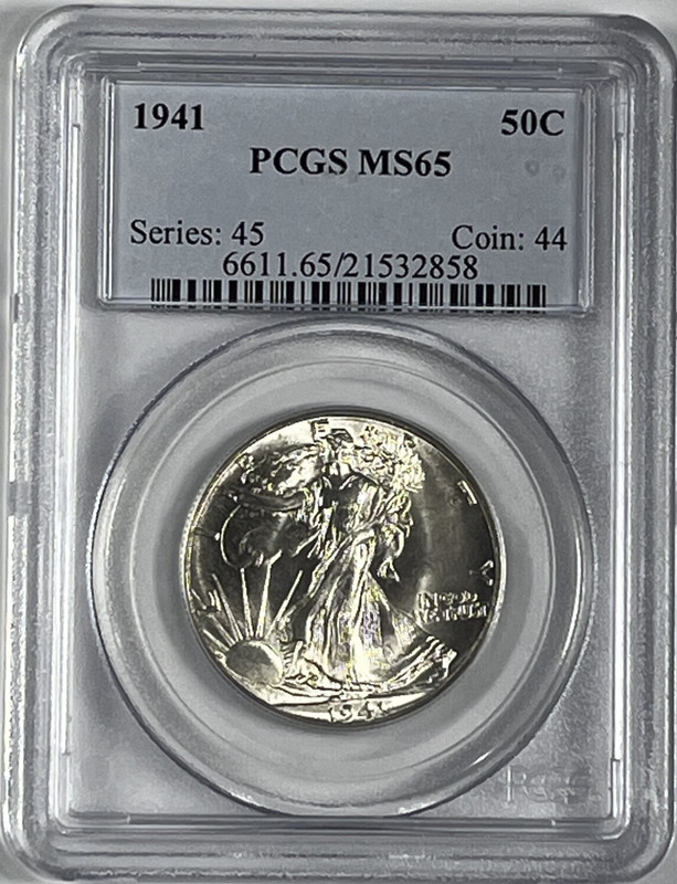 1941 Walking Liberty Half Dollar PCGS MS65 Blazing White
