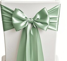 Sage Chair Sashes Bows 50 Pack Fitted Satin Chair Ribbons 7x108 Inches Chairs