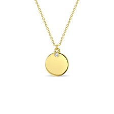 Round Engravable Tag ID 16" Kids/Children's/Girls Pendant/Necklace - 14k Gold