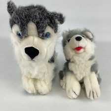 Siberian Husky Puppy Plush Lot Stuffed Animal Classic Toy Sled Dog Grey White