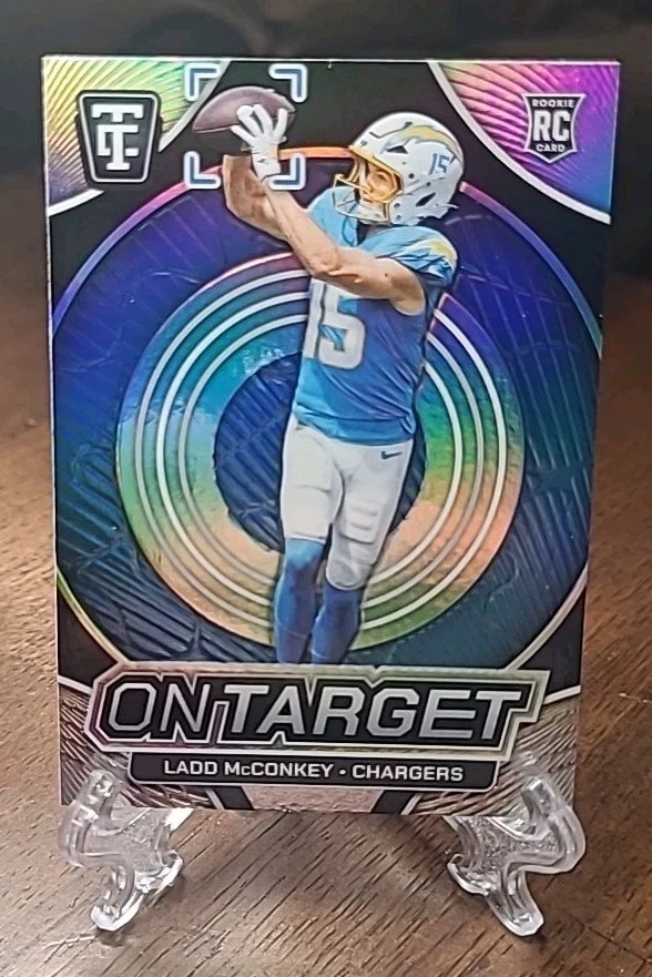 Ladd McConkey Panini Totally Certified on Target #3 Mirror Platinum Blue