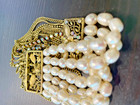 Vintage 6 strands fresh water cultured pearl with floral crystal clasp bracelet — photo 2