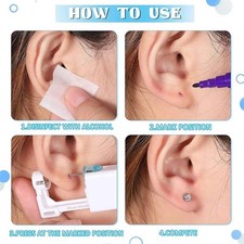 5,10 Ear Piercing Disposable Kit Silver Stud Earring Gun DIY Home Self Ear Sets