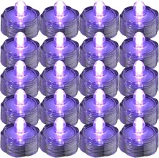 Bright LED Floral Tea Light Vase Submersible Lights for Party 20 Pack, Purple 