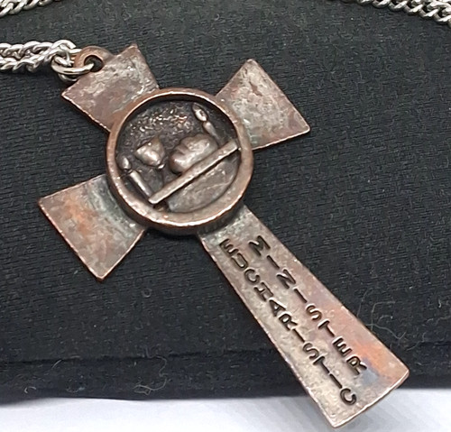 VTG Motif Ltd Eucharistic Minister Religious Bronze Cross Pendant W 28" Chain