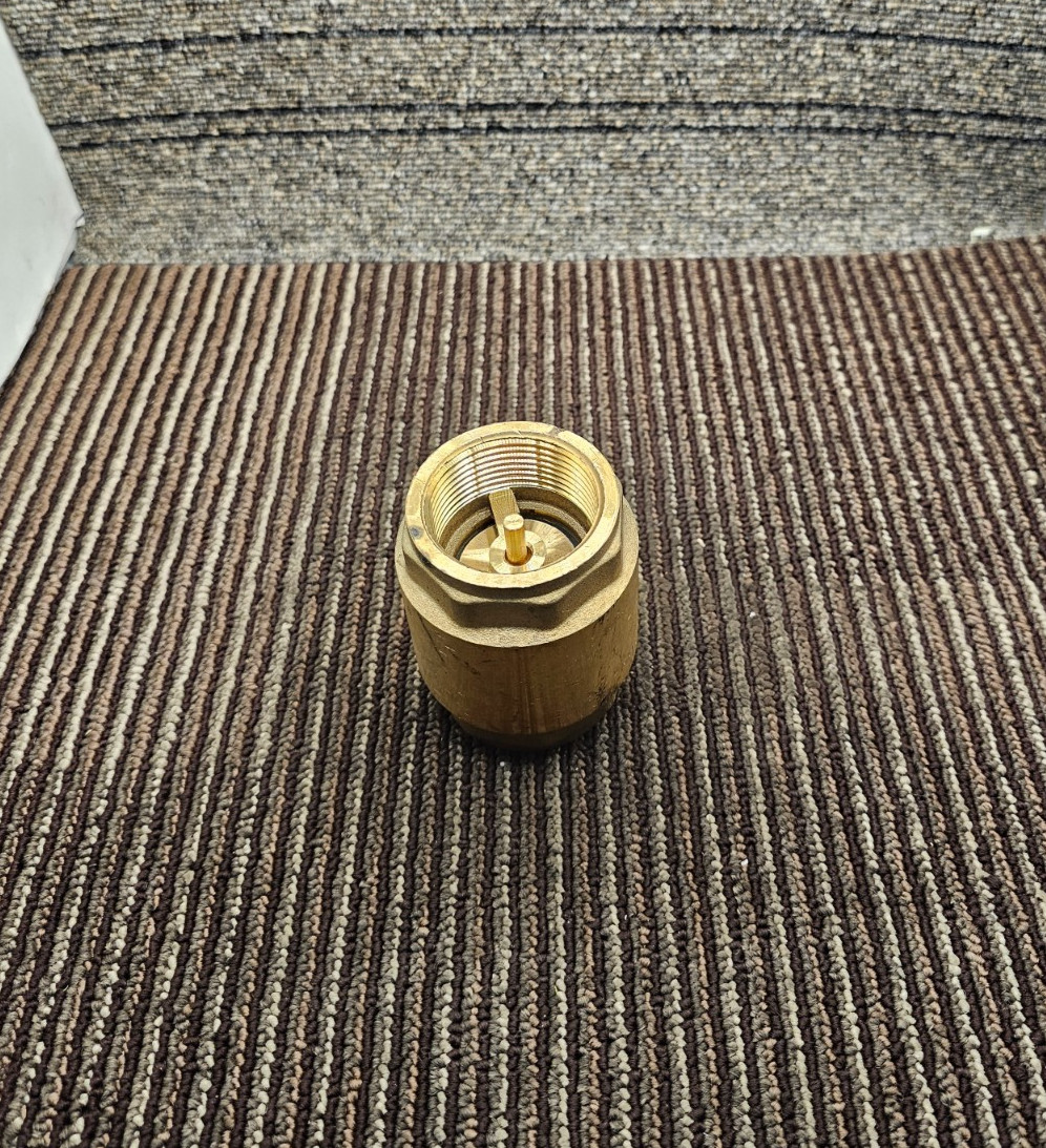 1-1/4" Female NPT Brass In-Line Spring-Loaded Check Valve 3" Length, 200 WOG