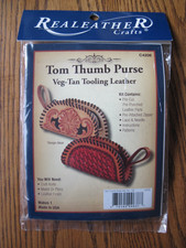 Realeather Leather Craft Kit - Tom Thumb Purse Veg-Tan Tooling Leather Kit - NOS