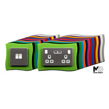 SINGLE LIGHT SWITCH SOCKET FINGER PLATE COLOURED ACRYLIC SURROUND