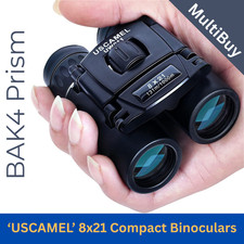 USCAMEL Folding Pocket Compact 8x21 Binoculars & Bag.BAK4 Prism 8x Magnification