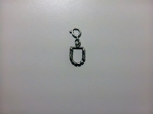 Silver Plated Letter "U" Charm With Clear Rhinestones And Clasp (New W/OTags) - Picture 2 of 2