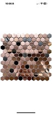 5 Sheets Backsplash Tile for Kitchen Bathroom,Hexagon Copper Stainless Steel