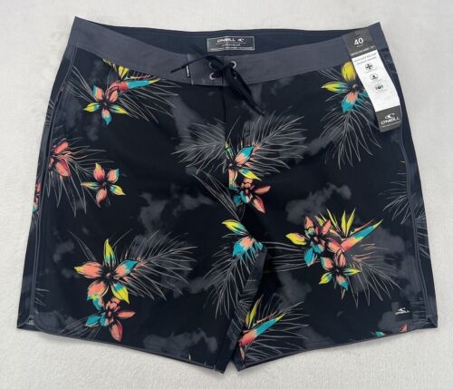 O'Neill HyperFreak Mysto Scallop 19” Above Knee Board Shorts NWT Mens 40 Black