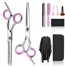 Professional Hair Cutting Scissors Barbers Shears Set with Carrying Case