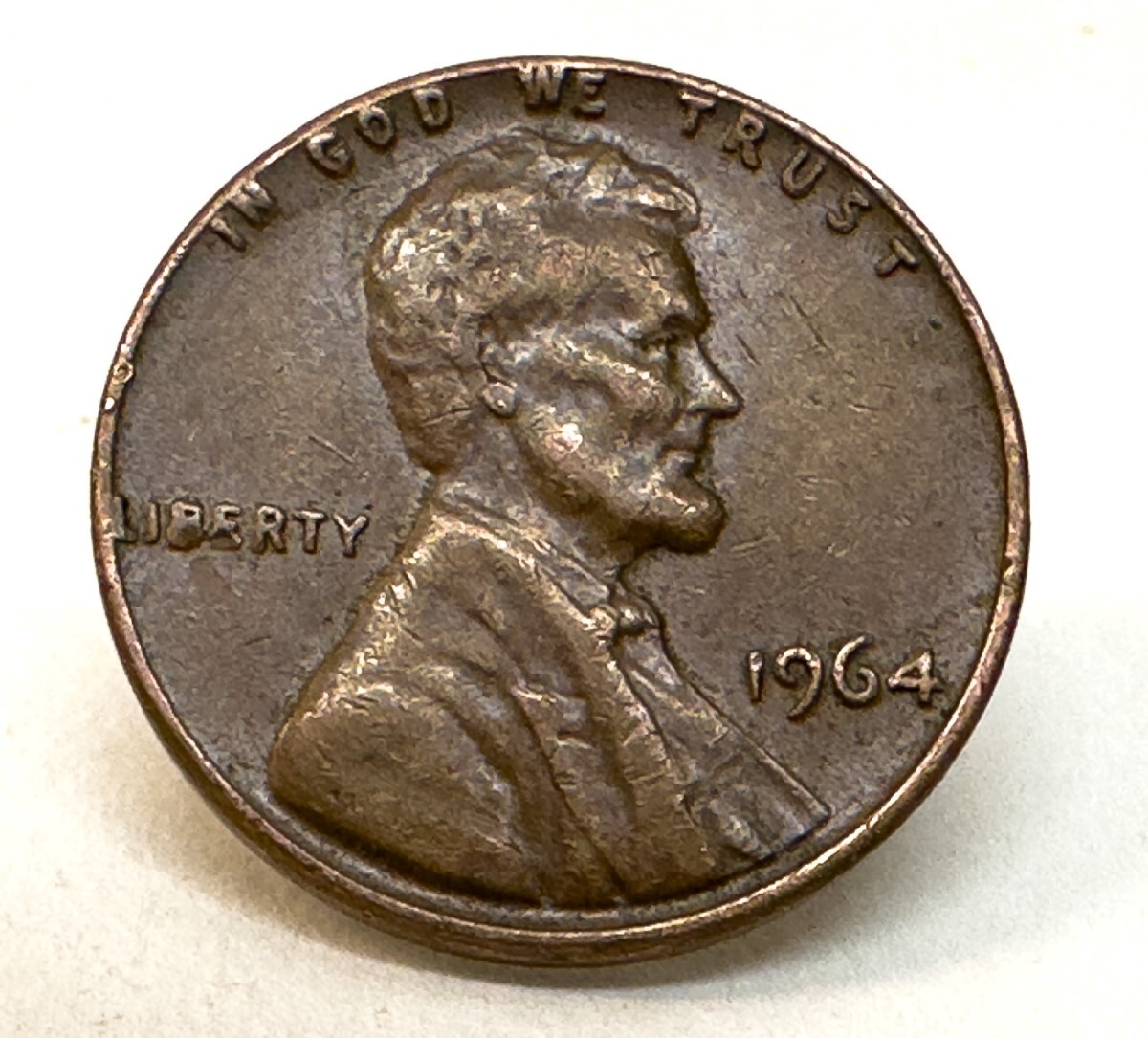 1964 Lincoln Penny - No Mint Mark - 'L' from Liberty on Edge RARE