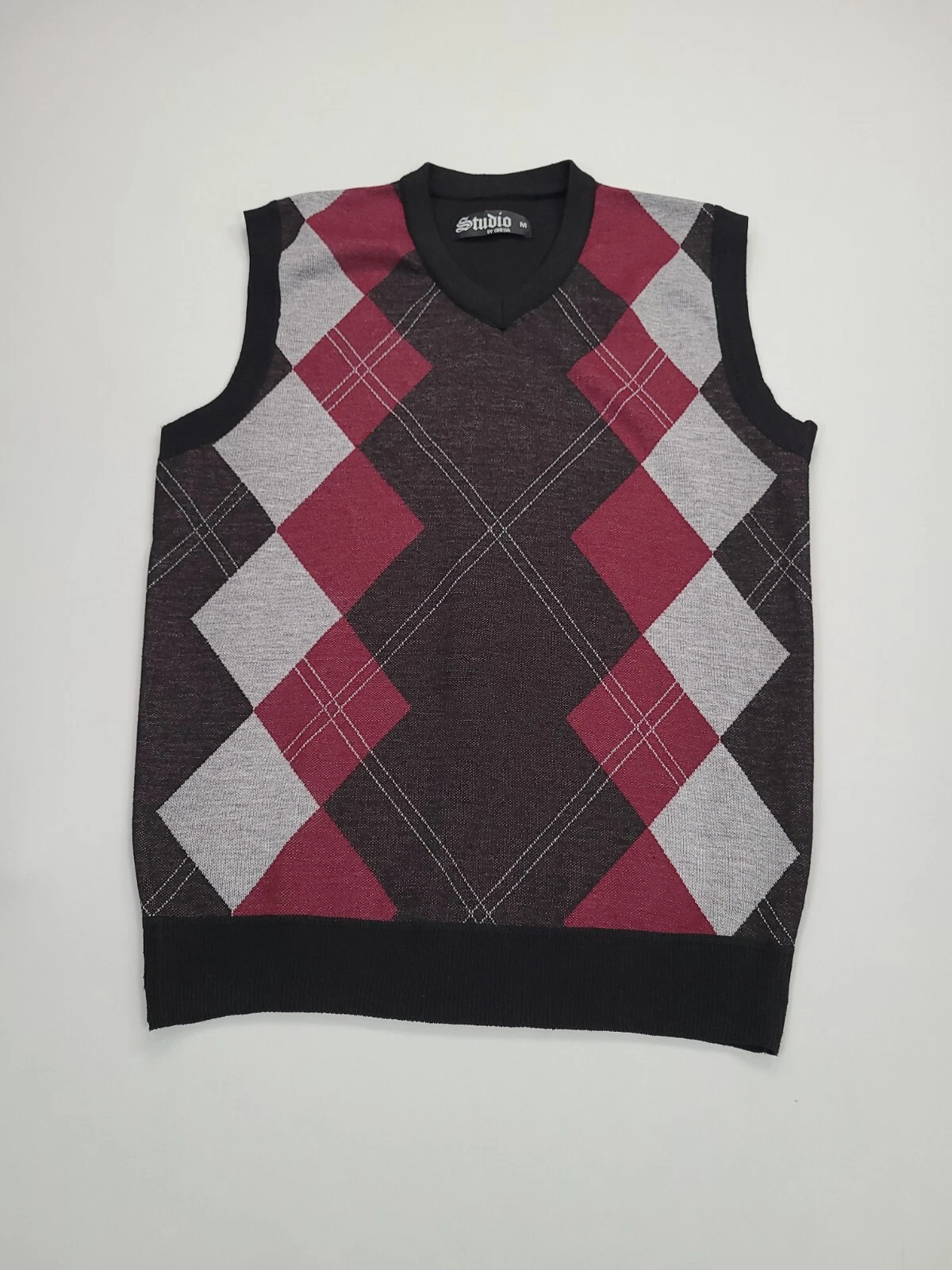 Studio Vest Mens Medium Black Casual Comfort Outdoors Diamond Stylish