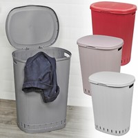 65L Laundry Basket Dirty Washing Clothes Linen Bin Basket with Line Design & Lid