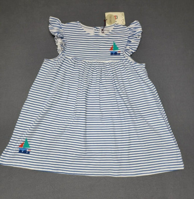 NWT~BOBO CHOSES Organic Cotton Striped Dress Size 10-11Y''Living In A Shell'' SAIL