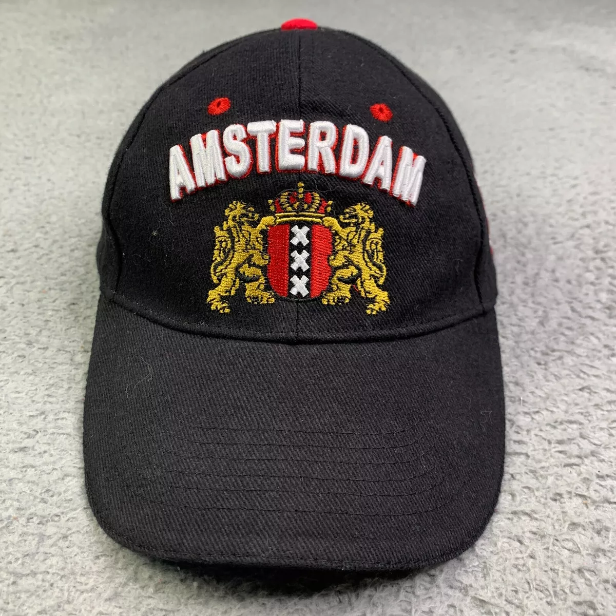Amsterdam Hat Cap Adjustable Black Holland Cappy Embroidered