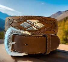 Tony Lama DESERT DIAMOND Leather Belt Size 36 C41169 List 72 NWT Rare Find