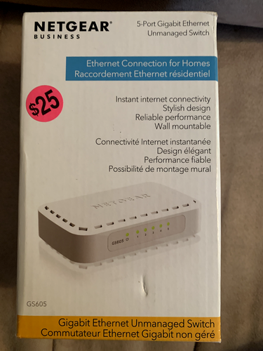 Netgear GS605 5 Port Gigabit Ethernet Switch