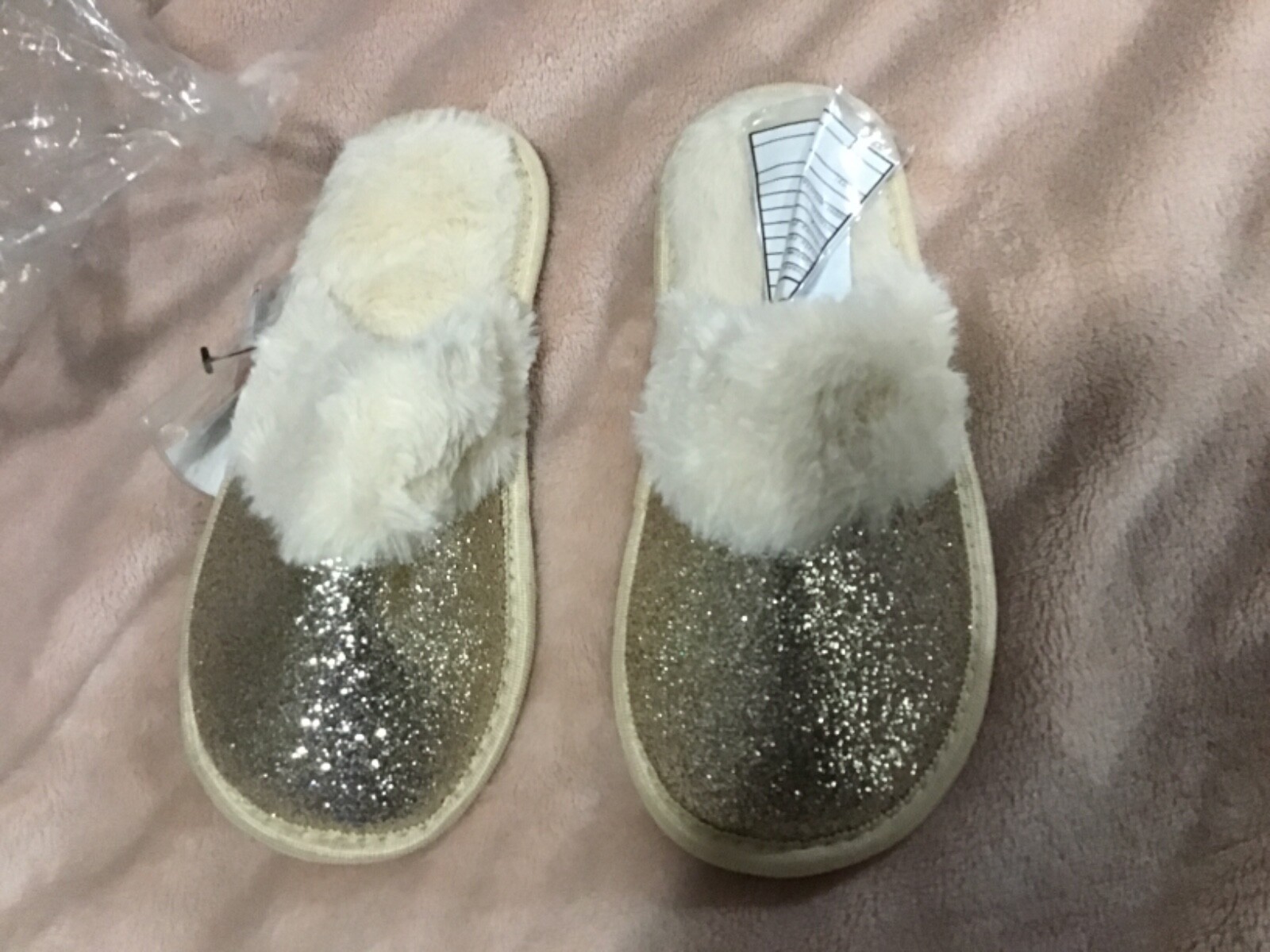 PANTOFOLA D’ORO Size 12.5 kids slippers new g glitter with faux fur 32 euro
