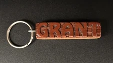Keychain GRANT Personalized Custom Name Fob Wood Key Ring Unique Gift Idea