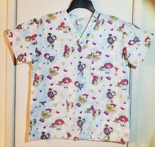 Women's Nursing Medical Scrub Top Spring Bunny Small 3 Pockets Short Sleeve