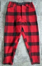 Vintage Hirsch Weis Pants 31X30 Wool Red Black Buffalo Plaid Hunting Outdoor