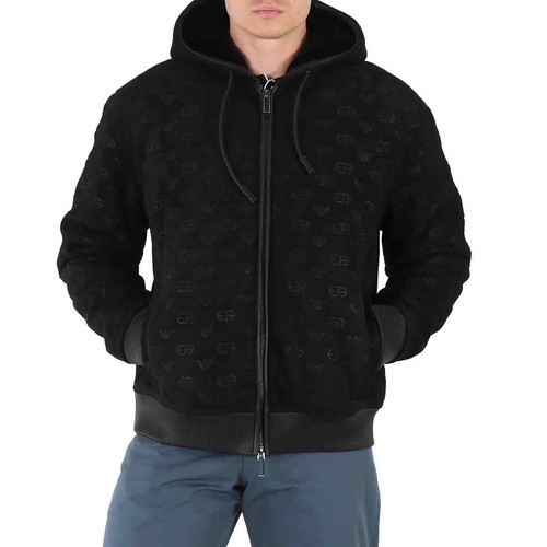 Emporio Armani Men's Black Logo-Embroidered Blouson Jacket