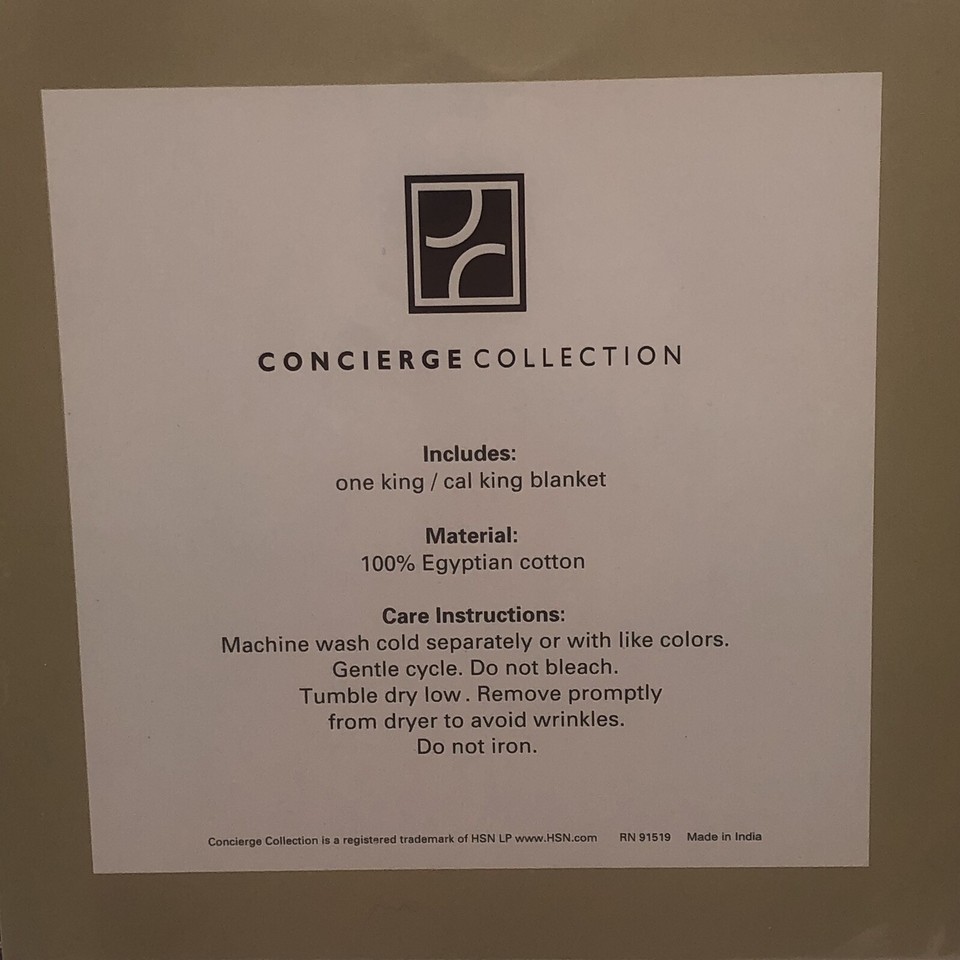 Concierge Collection Blanket 100 Egyptian Cotton King/Cal King