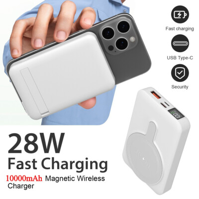 10000mAh Magnetic Power Bank Battery Pack Wireless Charger for IPhone & Android