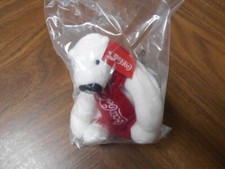 NEW Coca Cola Coke Mini Plush Polar Bear w/ Holiday Red Scarf 4  Stuffed Animal