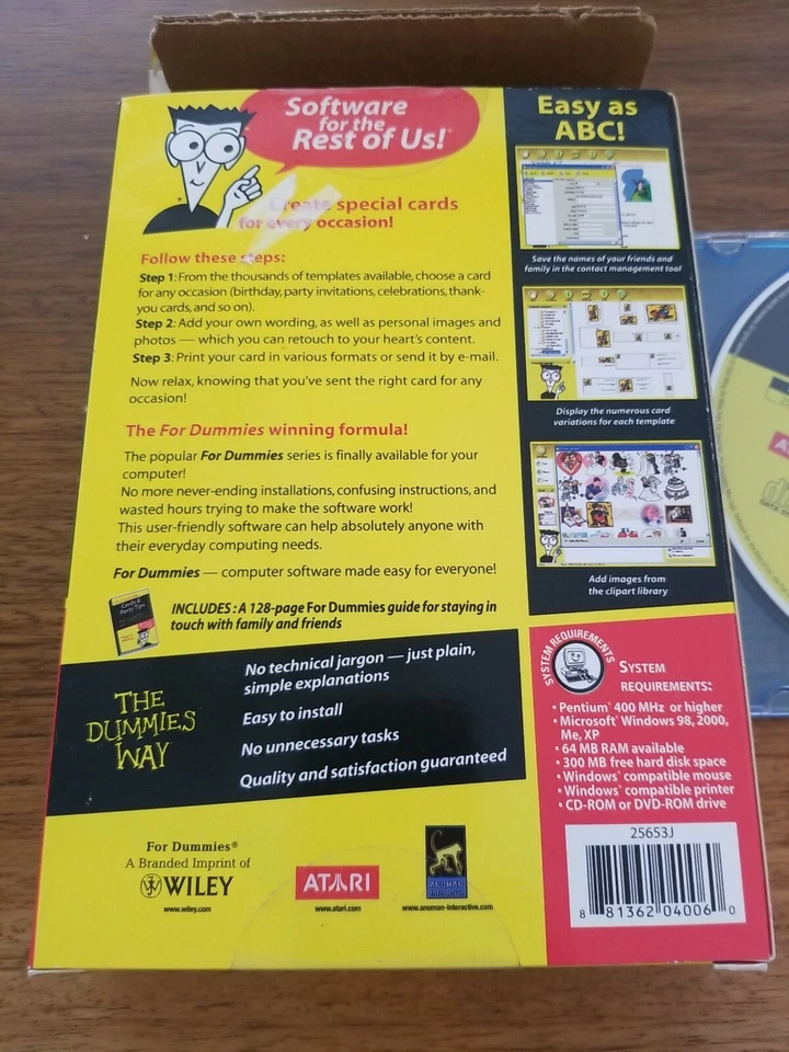 Greeting Cards for Dummies PC CD-ROM CD Only Original Box Atari 2004 Crafts - Image 2 of 2