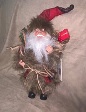 Glitzhome Plaid Santa Claus Figure Christmas Decoration Ornaments Decor