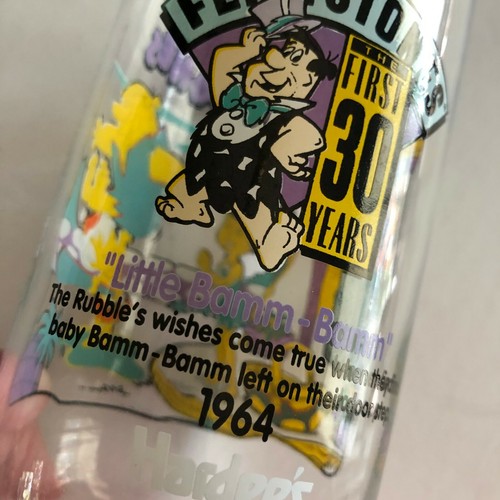 The Flintstones Hanna Barbera Little Bamm-Bamm 1964 Glass Hardee's First 30 Year - Picture 2 of 6