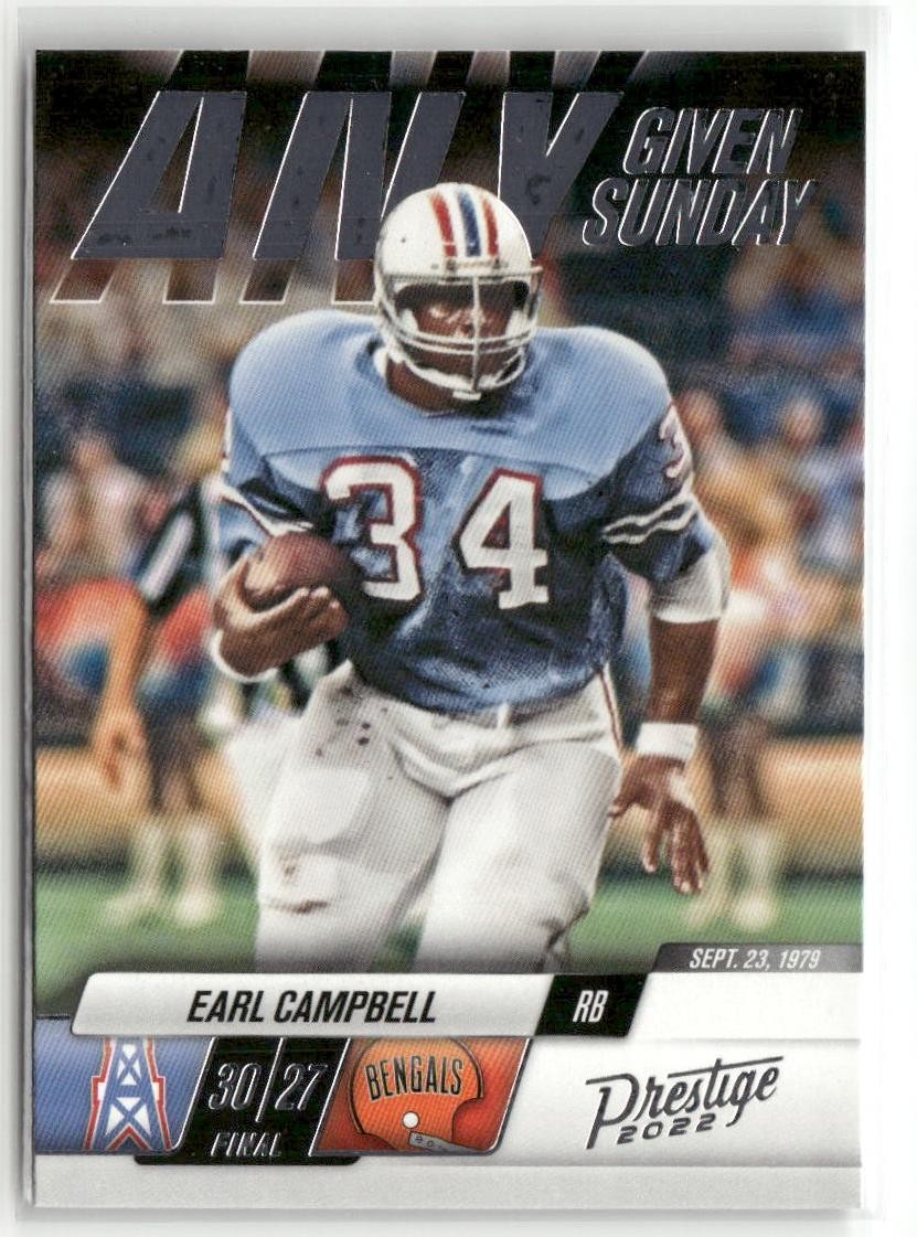 Earl Campbell #13 Football Cards 2022 Panini Prestige Any Given Sunday trading card — raw and PSA graded price guide