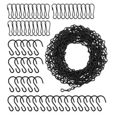 Hanging Chains Black Metal with 30 S Hooks and Clips for Bird Feeders Planters