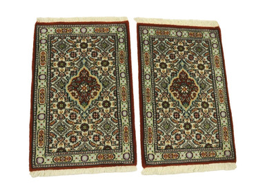 2 x Handgeknüpfter Orientteppich Moud Auto Fußmatten( 60 X 40 CM)   Neu Top