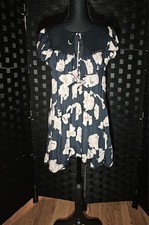 Free People Black Floral Mini  Lace And Linen Dress