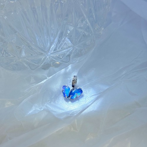 Pandora Blue Murano Glass Butterfly Dangle Charm Sterling Silver CZ #792698C01