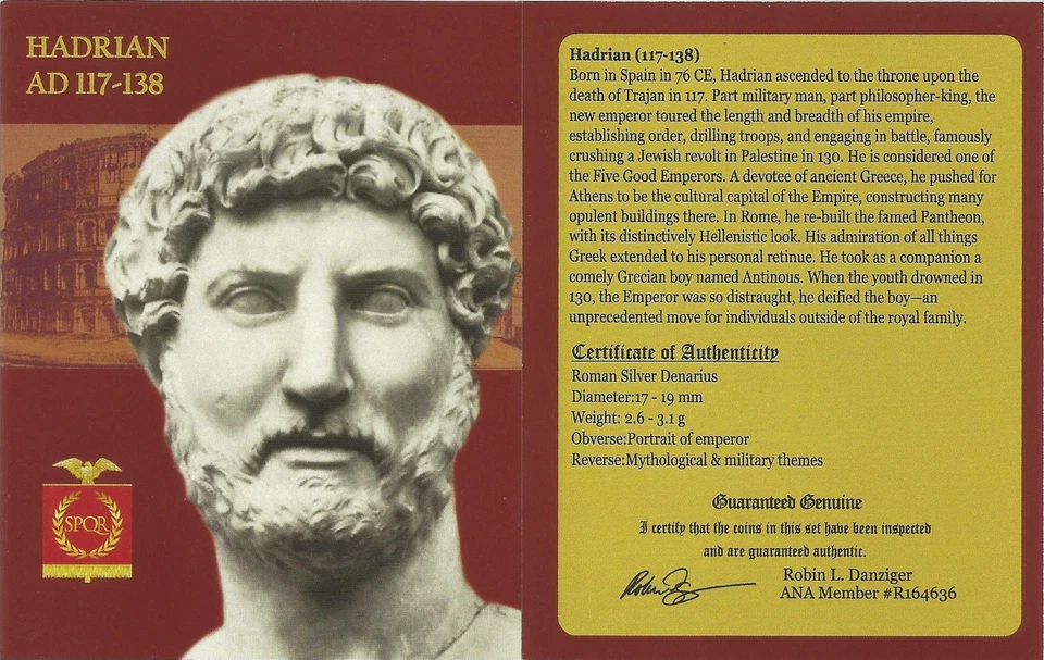 Denário de prata romana raro de Adriano (117-138 dC) - Certificado NGC (CH-F) - Imagem 3 de 3